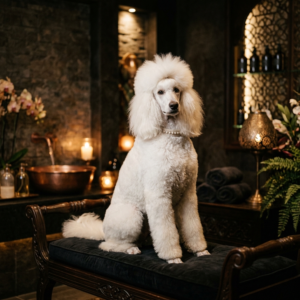 Perro elegante en spa